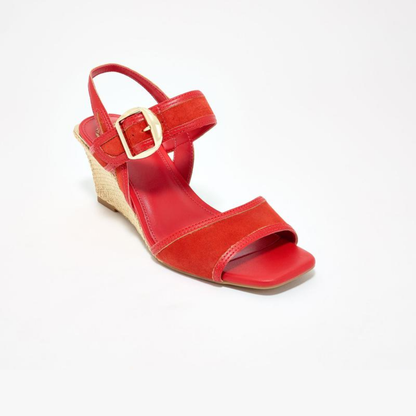 Helcey Suede Espadrille Wedges – The Red Wedge That Owns the Room