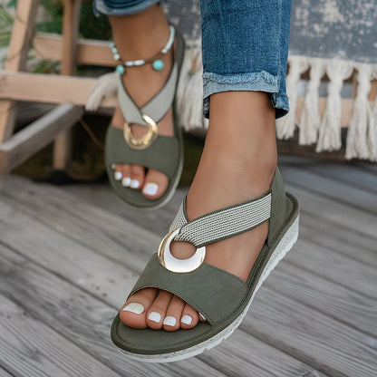 Women’s Buckle Accent Comfort Slide Sandals