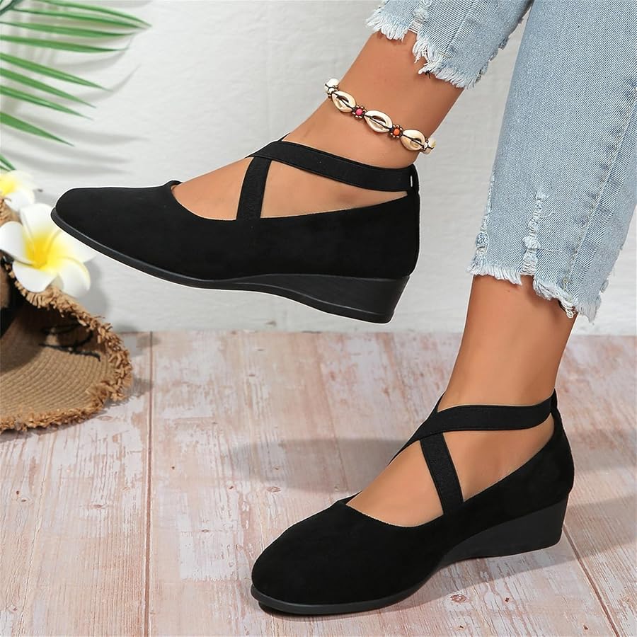 Women’s Comfortable Strap Wedge Walking Shoes