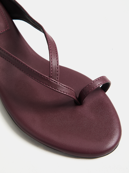 Genuine Leather Toe Loop Flat Sandals