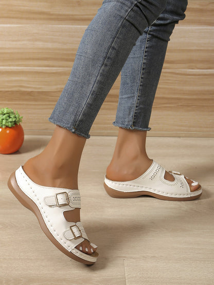 Adjustable Comfort Cutout Wedge Sandals