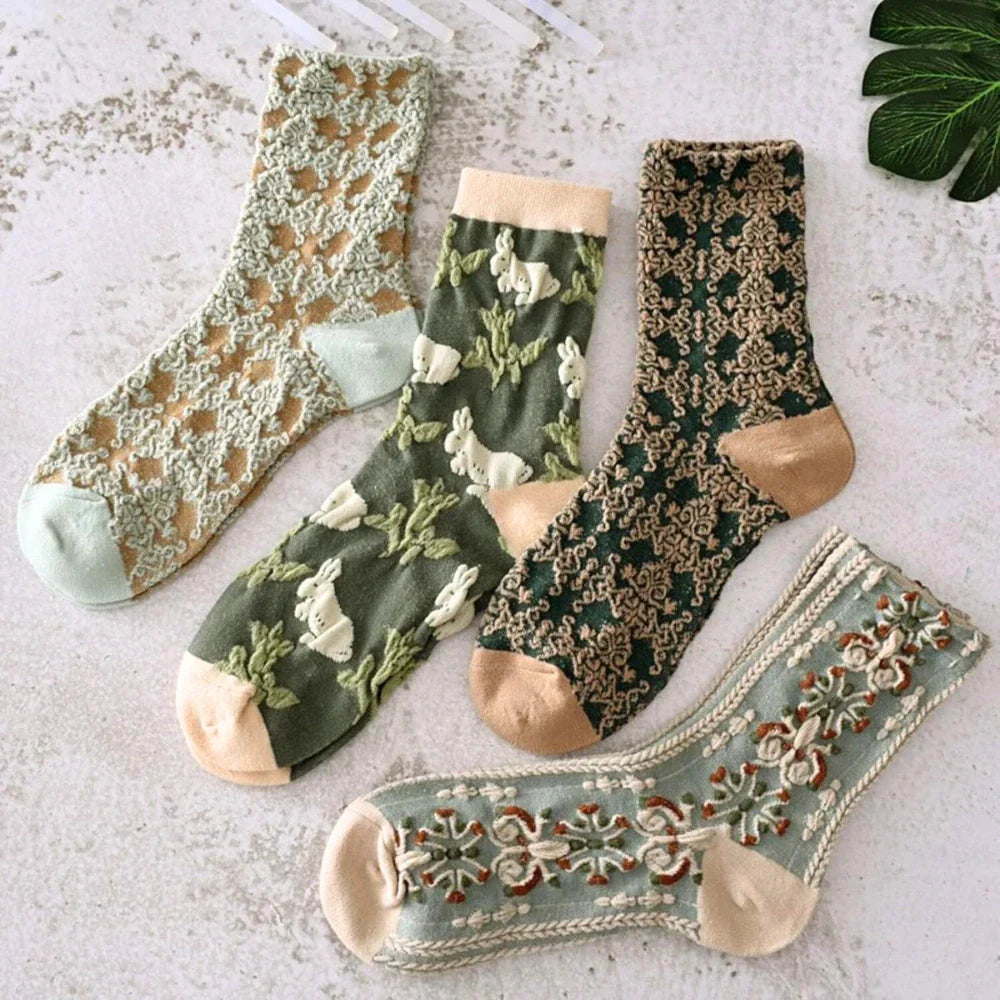 5 Pairs of Socks – Romantic Green Tones