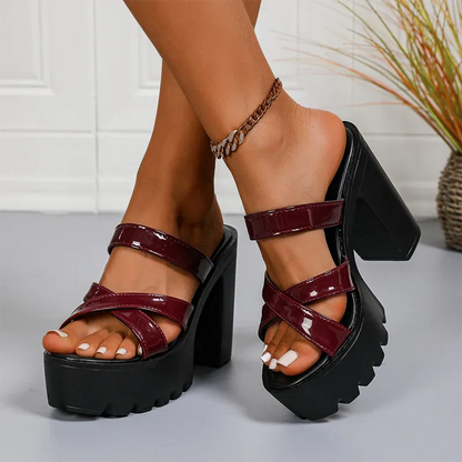 Women’s Chunky Platform Heeled Slide Sandals