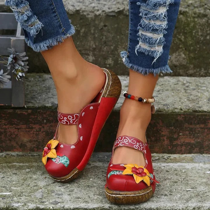 Women’s Retro Floral Comfort Slip-On Mules