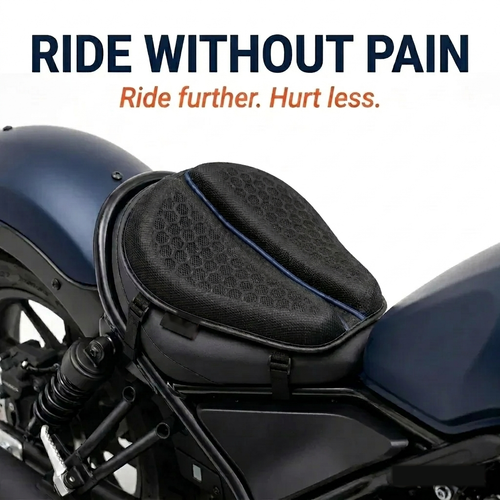 100% Gel Rider Cushion on a motorcycle seat