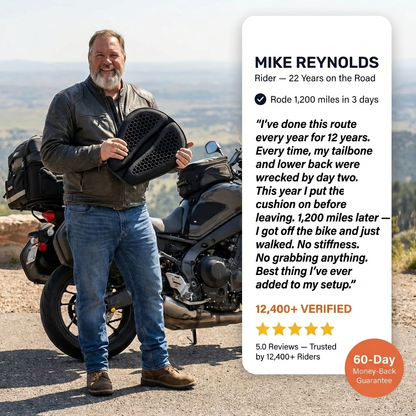 Verified rider review - 1,200 miles, no stiffness