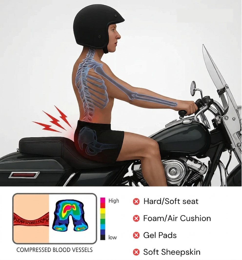 Motorcycle seat pressure points